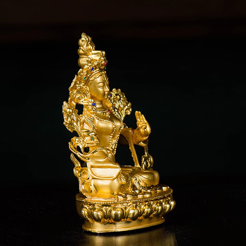 Bodhisattva White Tara Hope Protection Gold Plated Statue Decoration