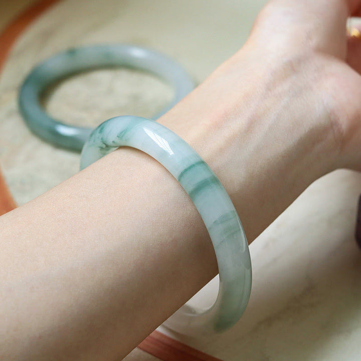 Buddha Stones Natural Jade Luck Prosperity Bangle Bracelet - image 4