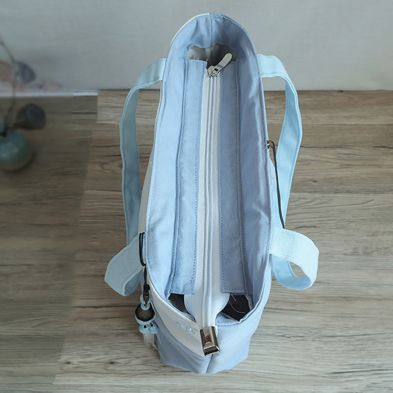 Pear Flower Plum Peach Blossom Bamboo Embroidery Canvas Large Capacity Shoulder Bag Tote Bag - image 9