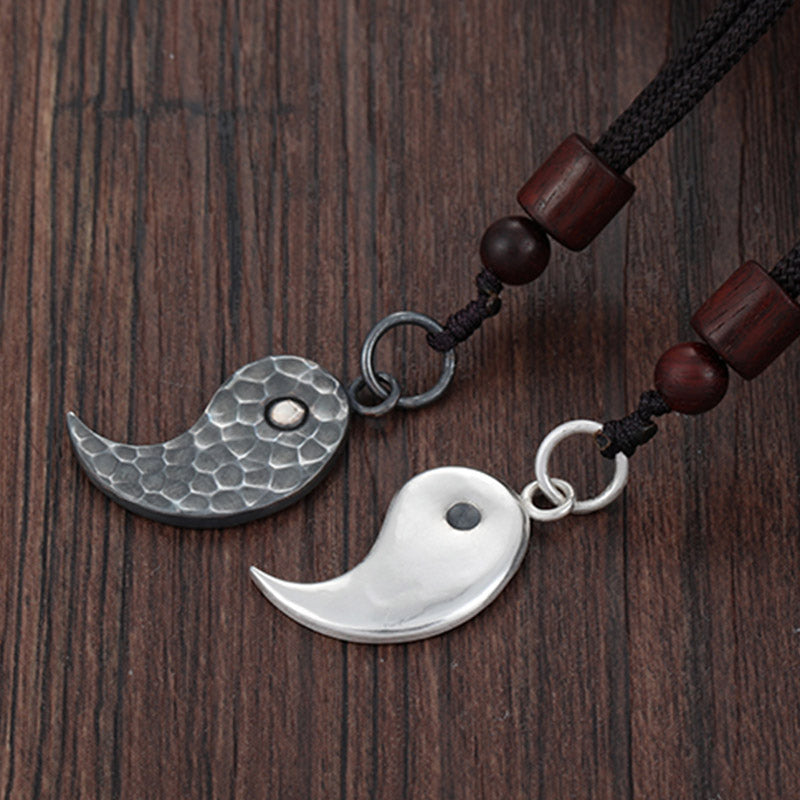 990 Sterling Silver Yin Yang Balance Harmony Necklace Pendant - image 3