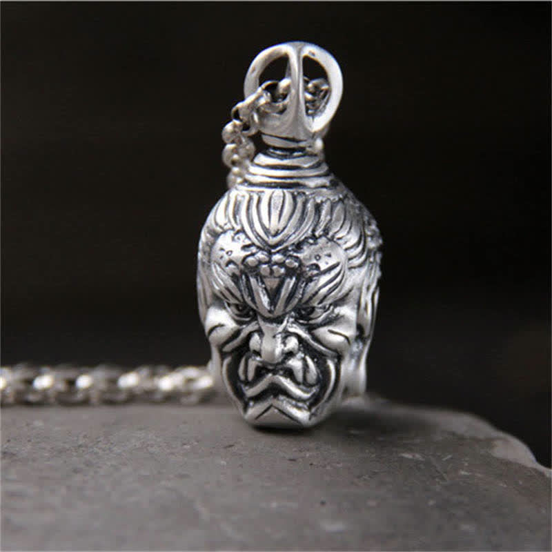 999 Sterling Silver Buddha Demon Serenity Necklace Pendant - image 4