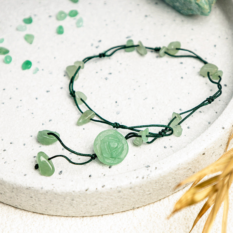 Buddha Stones Amethyst Pink Crystal Green Aventurine Rose Inner Peace Healing Anklet - image 15