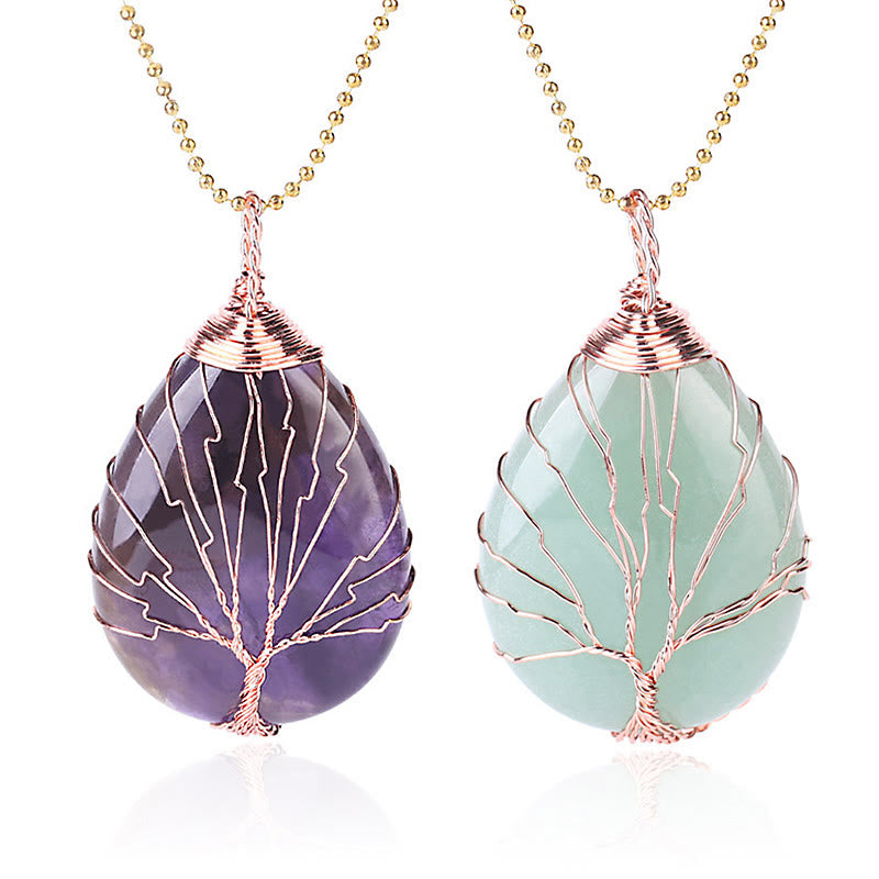 Buddha Stones Natural Quartz Crystal Tree Of Life Healing Energy Necklace Pendant - image 1