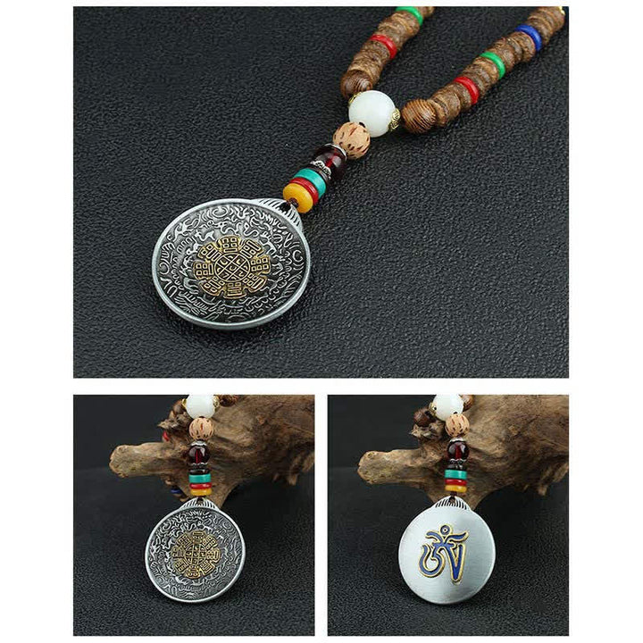 Buddha Stones Tibetan Om Mani Padme Hum Prayer Wheel Rotation Vajra Wood Necklace Pendant - image 26