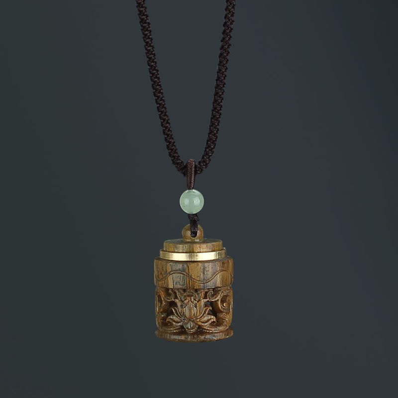 Buddha Stones Tibet Green Sandalwood Rosewood Om Mani Padme Hum Lotus Positive Soothing Necklace Pendant - Flower Green Sandalwood - image 14