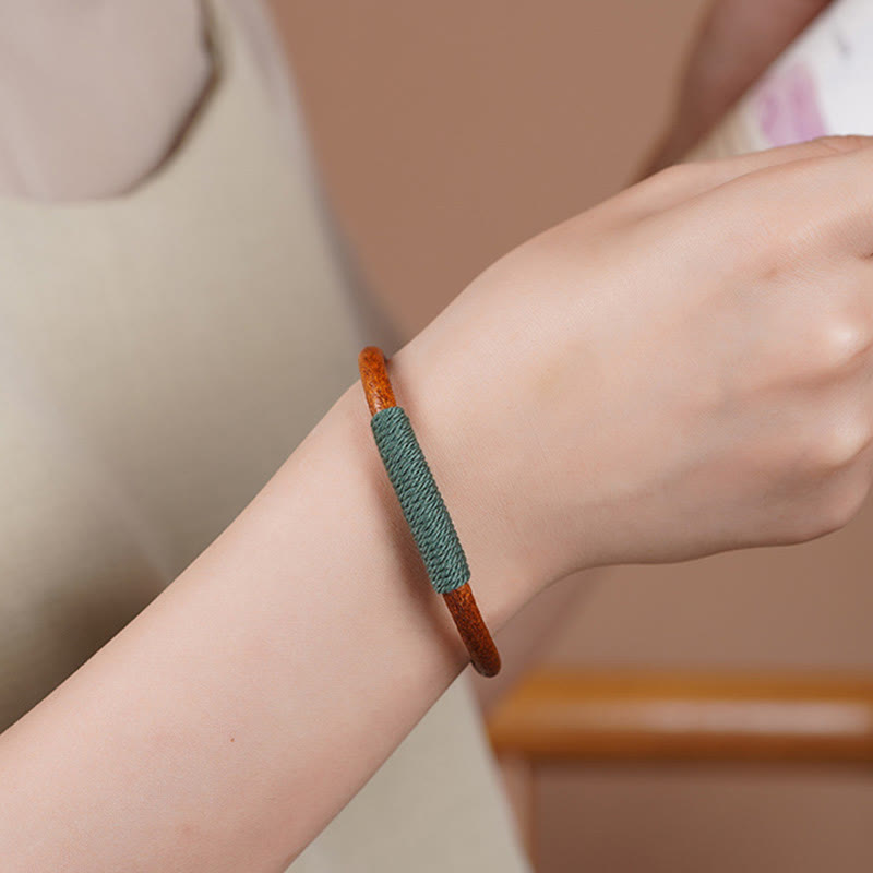 Buddha Stones Tibetan Leather Handmade Five Elements Luck Braid String Buckle Bracelet - image 5