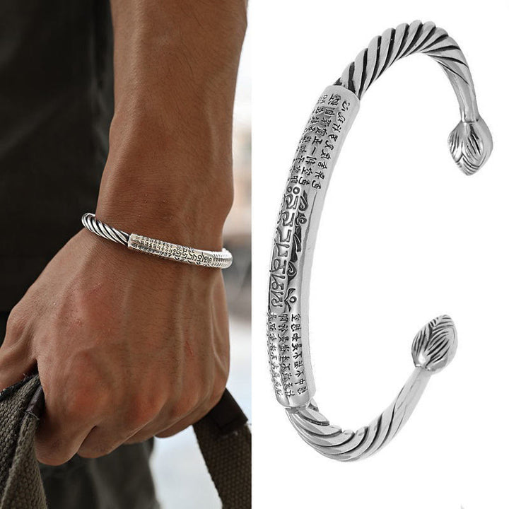 Buddha Stones Tibetan Om Mani Padme Hum Heart Sutra Purity Cuff Bracelet - image 19