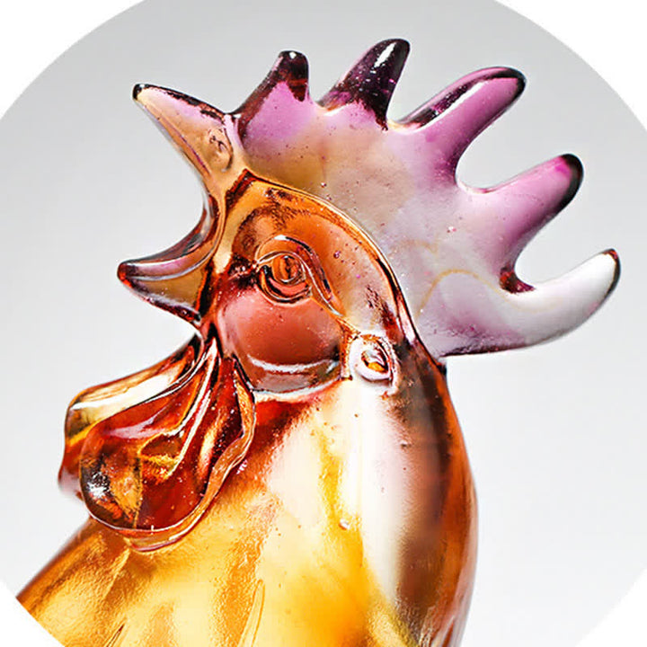 Handmade Liuli Crystal Rooster Art Piece Home Decoration - image 11