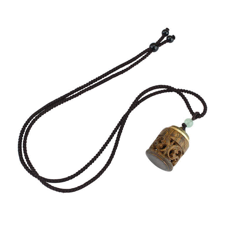 Buddha Stones Tibet Green Sandalwood Rosewood Om Mani Padme Hum Lotus Positive Soothing Necklace Pendant - image 16
