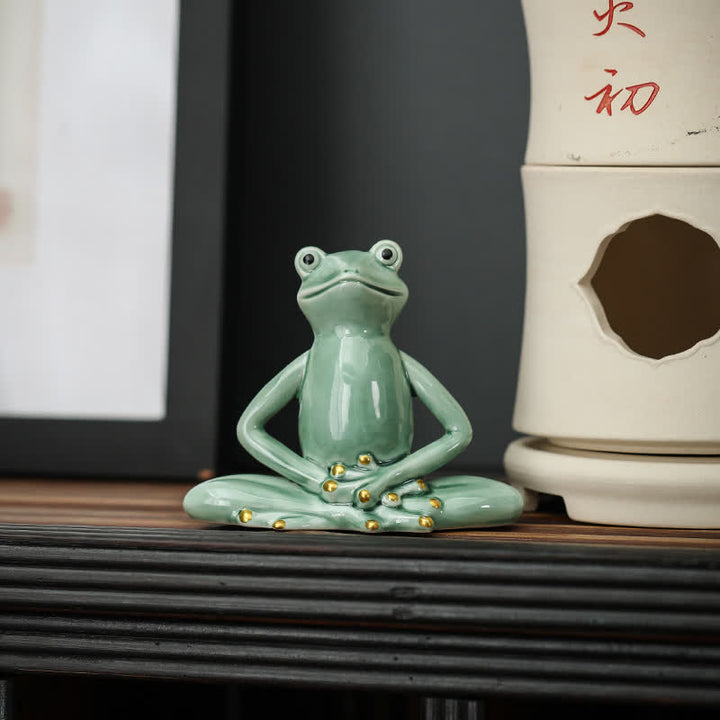 Meditating Ceramic Zen Frog Statue Decoration - image 7