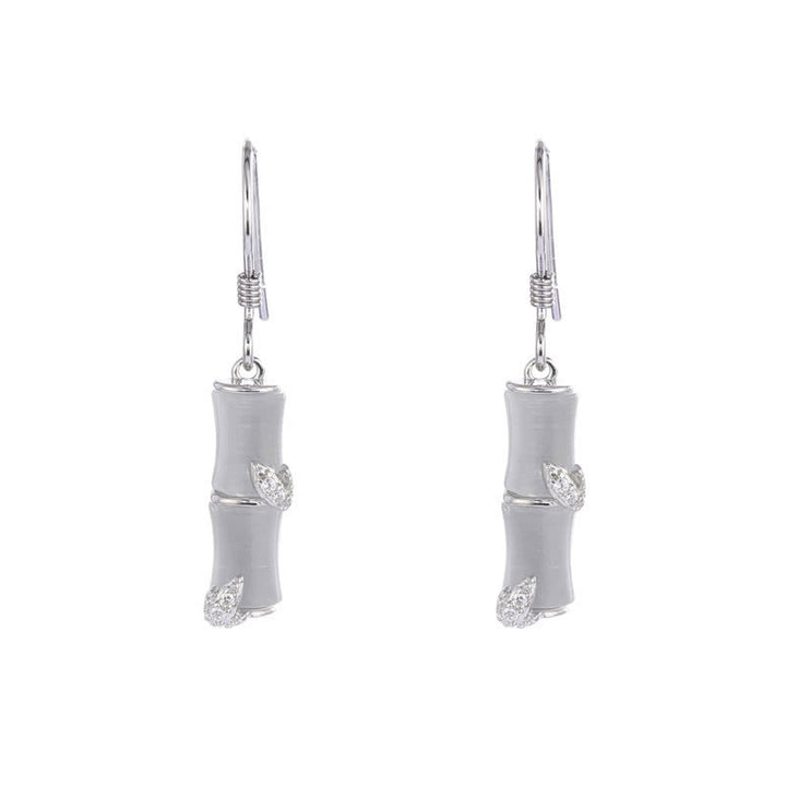 925 Sterling Silver Hetian Jade Chrysoberyl Cat Eye Red Agate Bamboo Luck Drop Earrings - Silver - Cat's Eye(Peace♥Support) - image 12