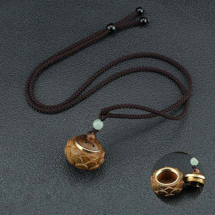 Buddha Stones Tibet Green Sandalwood Rosewood Om Mani Padme Hum Lotus Positive Soothing Necklace Pendant - image 12