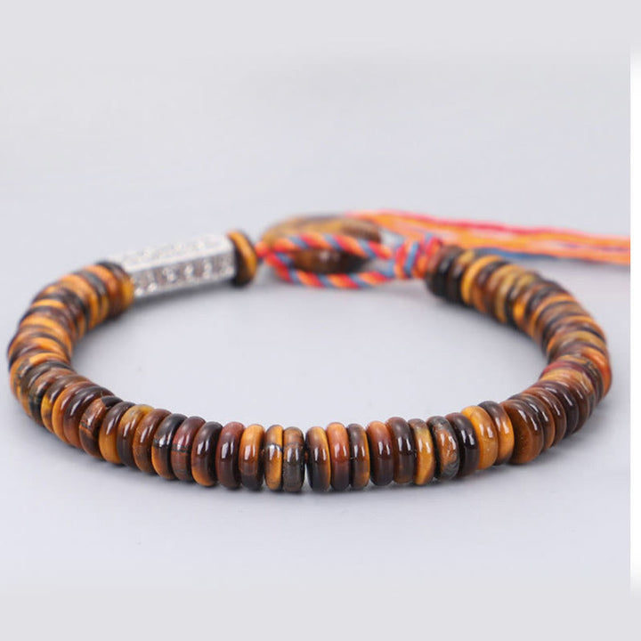 Tibetan Tiger Eye Om Mani Padme Hum Protection Power Bracelet