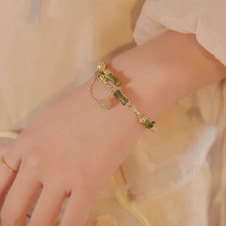 Buddha Stones Bamboo Jade Pattern Luck Bracelet Bangle - image 5