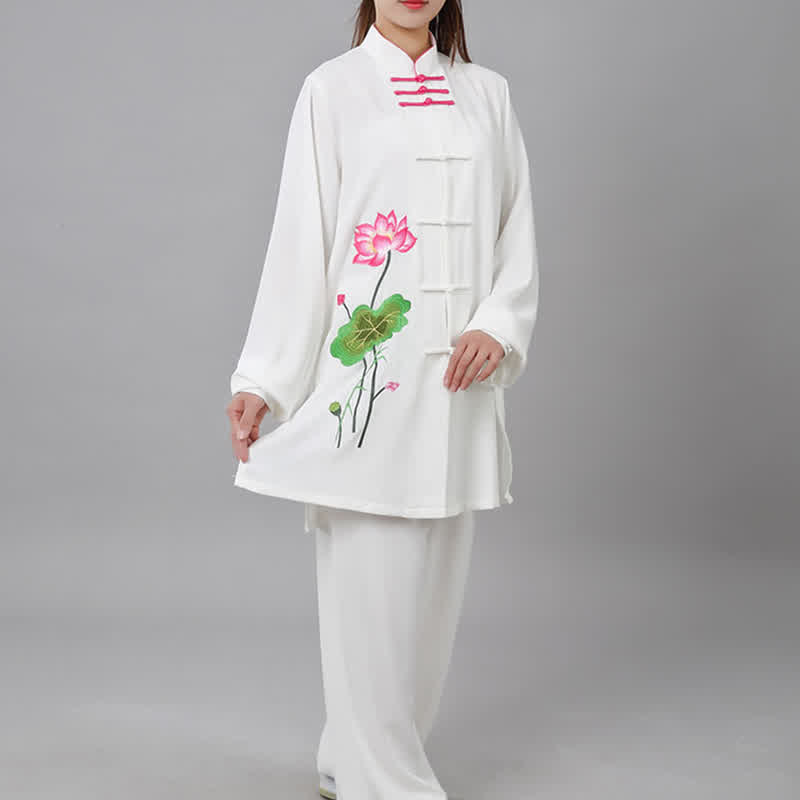 Lotus Flower Leaf Pattern Tai Chi Meditation Prayer Spiritual Zen Practice Clothing Women's Set - image 14