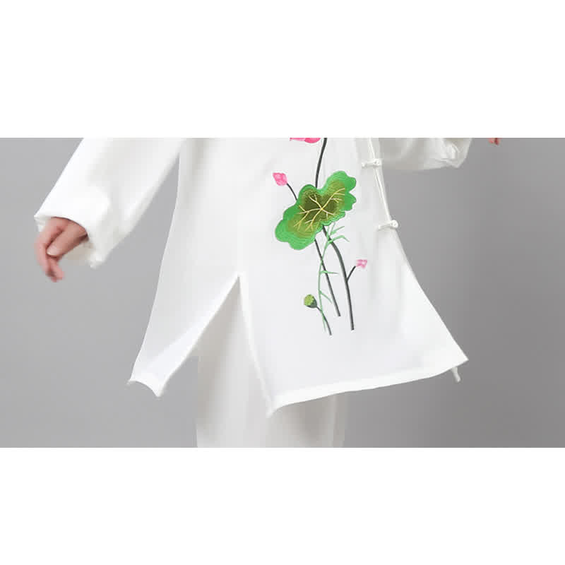 Lotus Flower Leaf Pattern Tai Chi Meditation Prayer Spiritual Zen Practice Clothing Women's Set - image 19