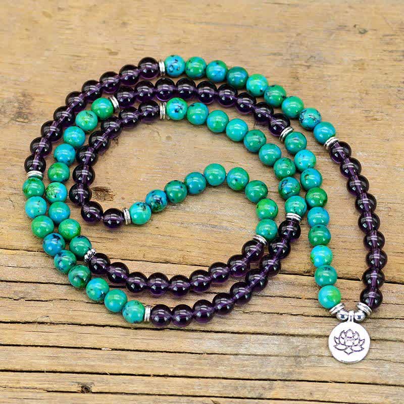 Amethyst Green Aventurine Spiritual Lotus Charm Bracelet - image 2