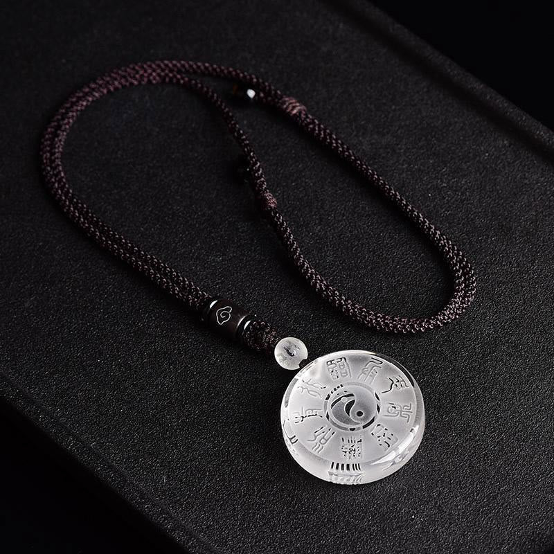 Buddha Stones Taoism Five Sacred Mountains Yin Yang Symbol Liuli Crystal Balance Necklace Pendant Key Chain - image 5