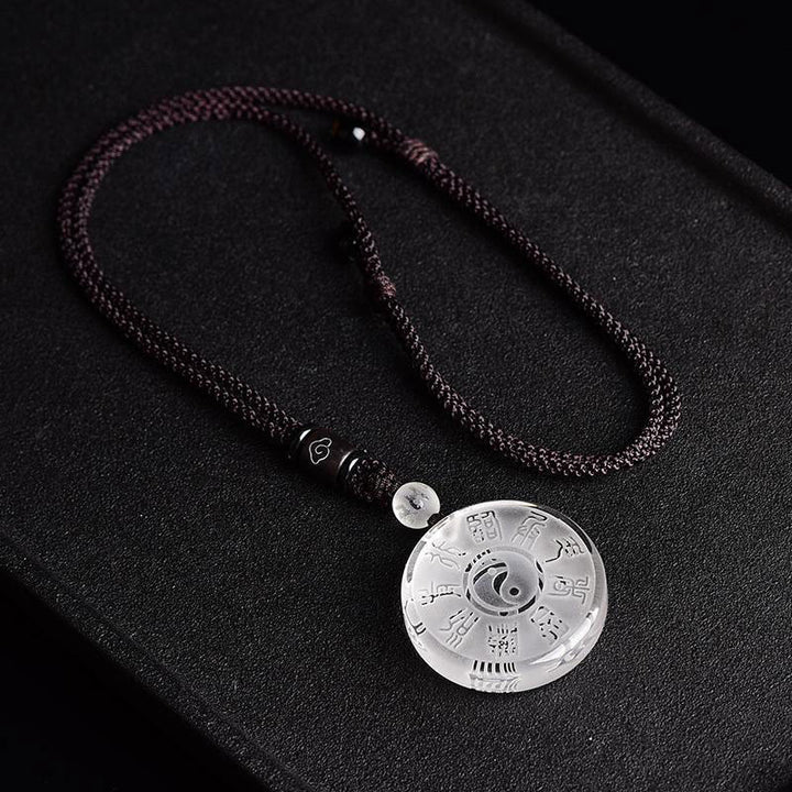 Buddha Stones Taoism Five Sacred Mountains Yin Yang Symbol Liuli Crystal Balance Necklace Pendant Key Chain - image 5