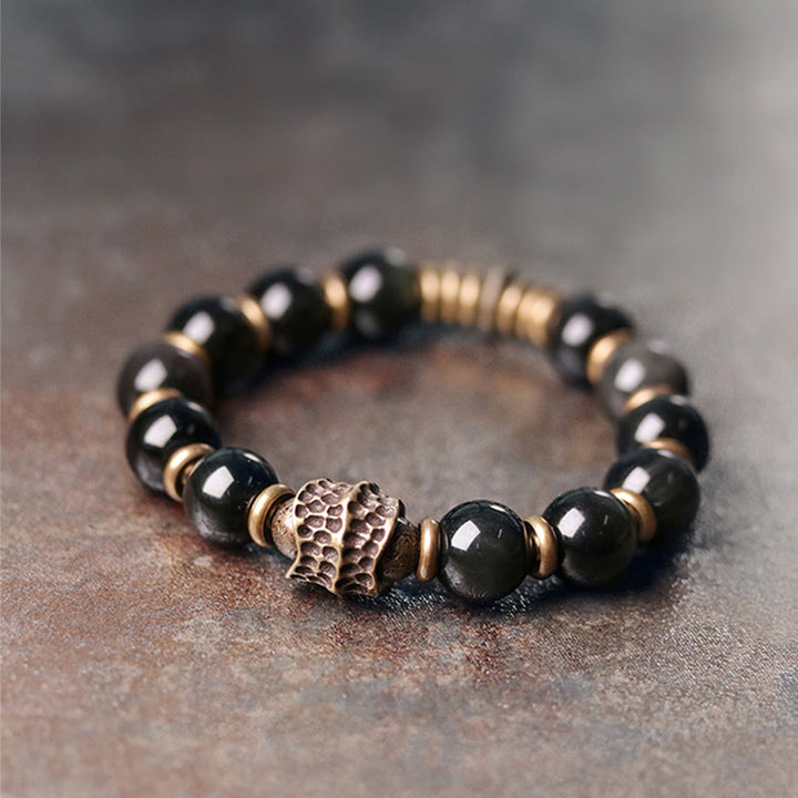 Buddha Stones Rainbow Obsidian Copper Love Healing Bracelet