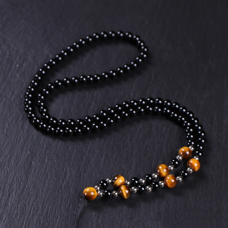 Bagua Yin Yang Black Obsidian Purification Beaded Necklace Pendant - image 7