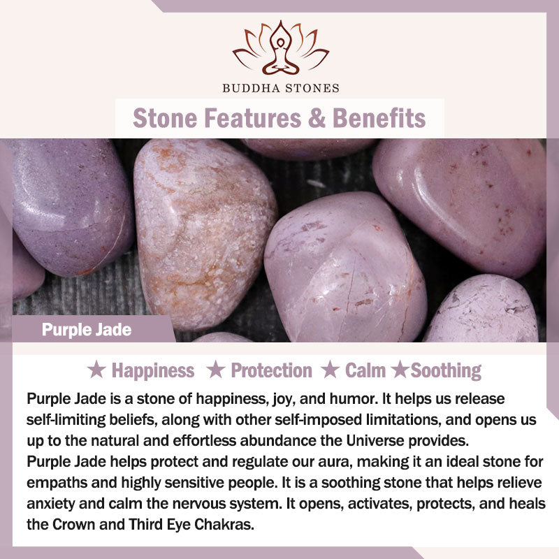 Buddha Stones Purple Jade Happiness Protection Bracelet Bangle - image 4