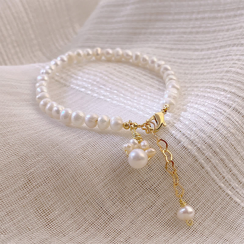 Buddha Stones Pearl Cat Paw Healing Chain Bracelet - image 2