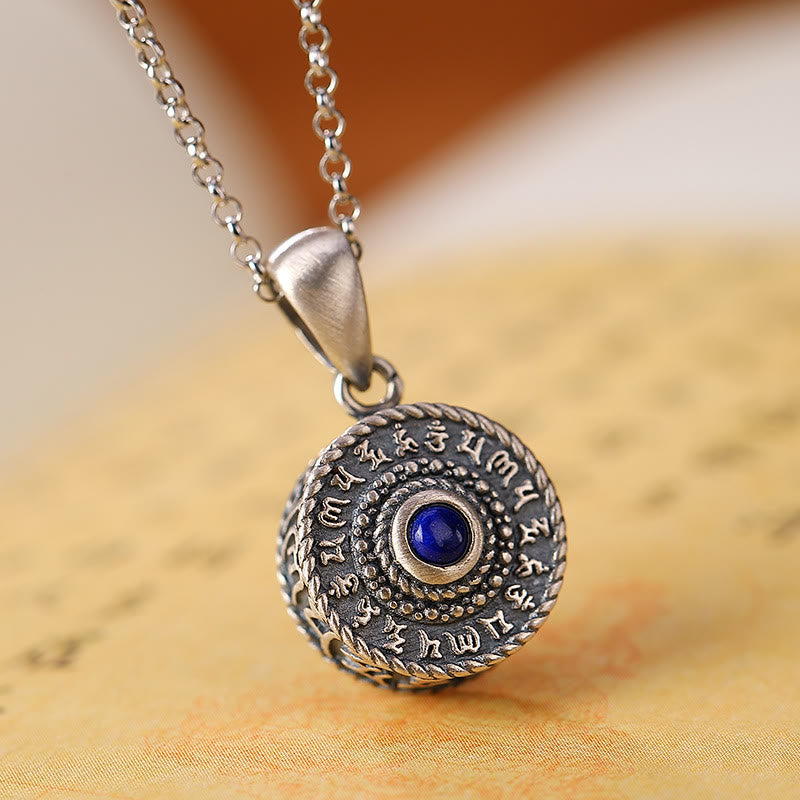 925 Sterling Silver Om Mani Padme Hum Lazurite Love Peace Necklace Pendant - Om Mani Padme Hum(Love♥Focus) - image 1