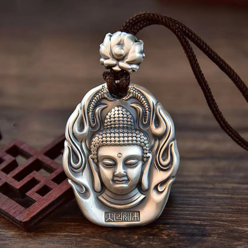 Buddha Stones Chinese Zodiac Natal Buddha Om Mani Padme Hum Lotus Compassion Necklace Pendant - Goat/Monkey-Tathagata - image 1