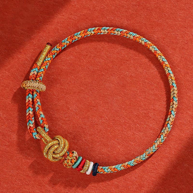 Buddha Stones Handmade Dunhuang Colorful Rope Protection Braid String Bracelet