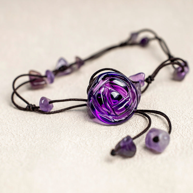 Buddha Stones Amethyst Pink Crystal Green Aventurine Rose Inner Peace Healing Anklet - image 5