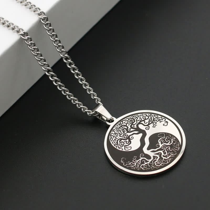 Buddha Stones The Tree of Life Titanium Steel Connection Necklace Pendant - image 6