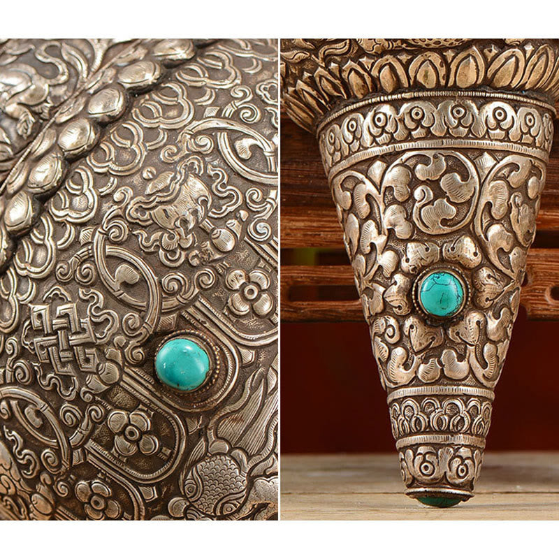 Tibetan Handmade Natural Shankha Engraved Eight Auspicious Symbols Conch Shell Lucky Home Decoration - image 7