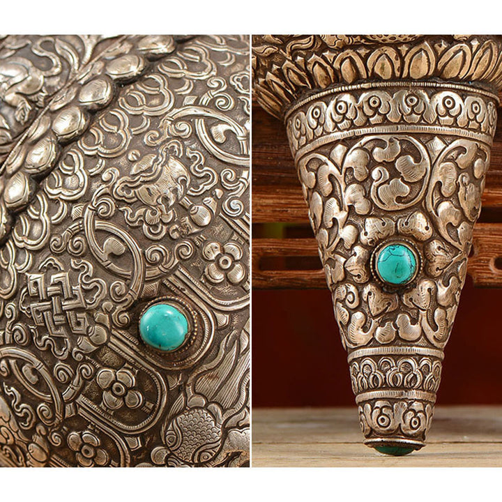 Tibetan Handmade Natural Shankha Engraved Eight Auspicious Symbols Conch Shell Lucky Home Decoration - image 7