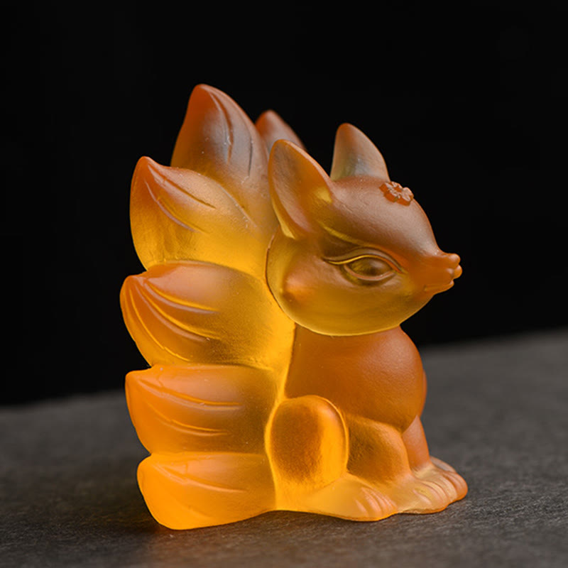 Buddha Stones Small Nine Tailed Fox Success Strength Home Figurine Decoration - image 12