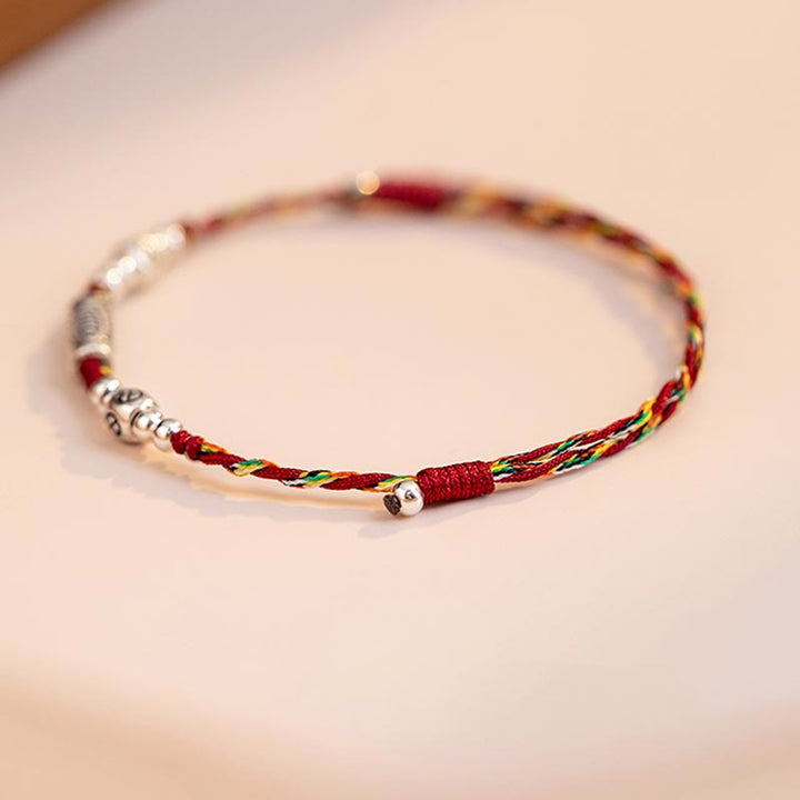 Buddha Stones 925 Sterling Silver Luck Koi Fish Braided Colorful String Bracelet Anklet - image 12