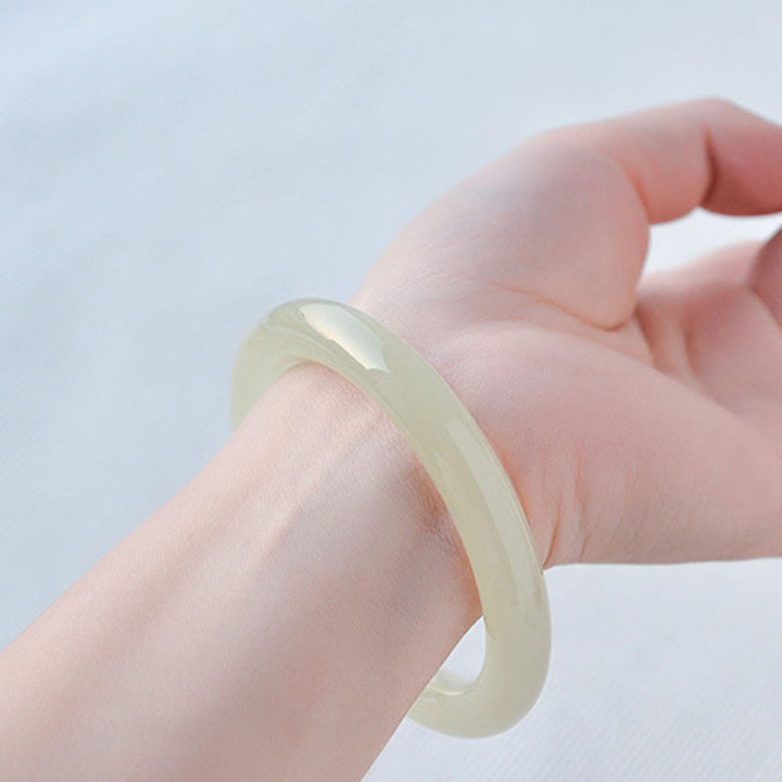 Buddha Stones Natural Afghanistan Jade Abundance Cuff Bracelet Bangle - image 6