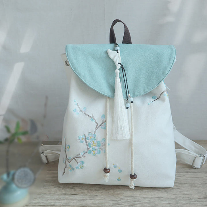 Buddha Stones Handmade Embroidered Large Capacity Canvas Backpack - image 18