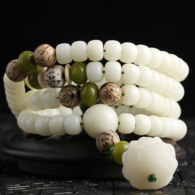 Buddha Stones "Hoping for Serenity and Mindfulness" Bodhi Lotus Mala Includes Gift Message Card - image 22