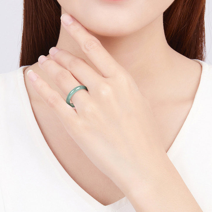 Buddha Stones Natural Jade Prosperity Protection Ring