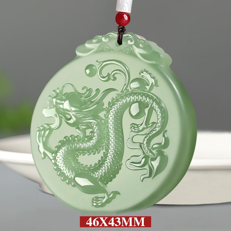Chinese Zodiac Dragon Jade Luck Necklace String Pendant - image 6