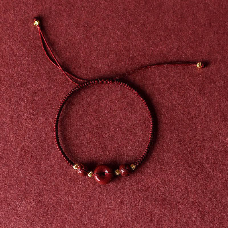 Buddha Stones Handmade Lotus Cinnabar Peace Buckle Blessing Braid Bracelet - image 7