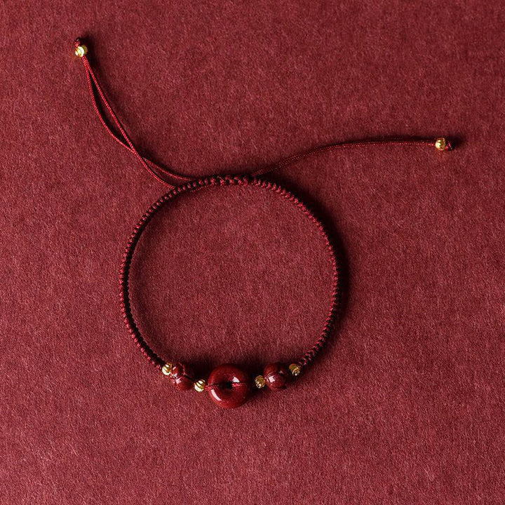 Buddha Stones Handmade Lotus Cinnabar Peace Buckle Blessing Braid Bracelet - image 7