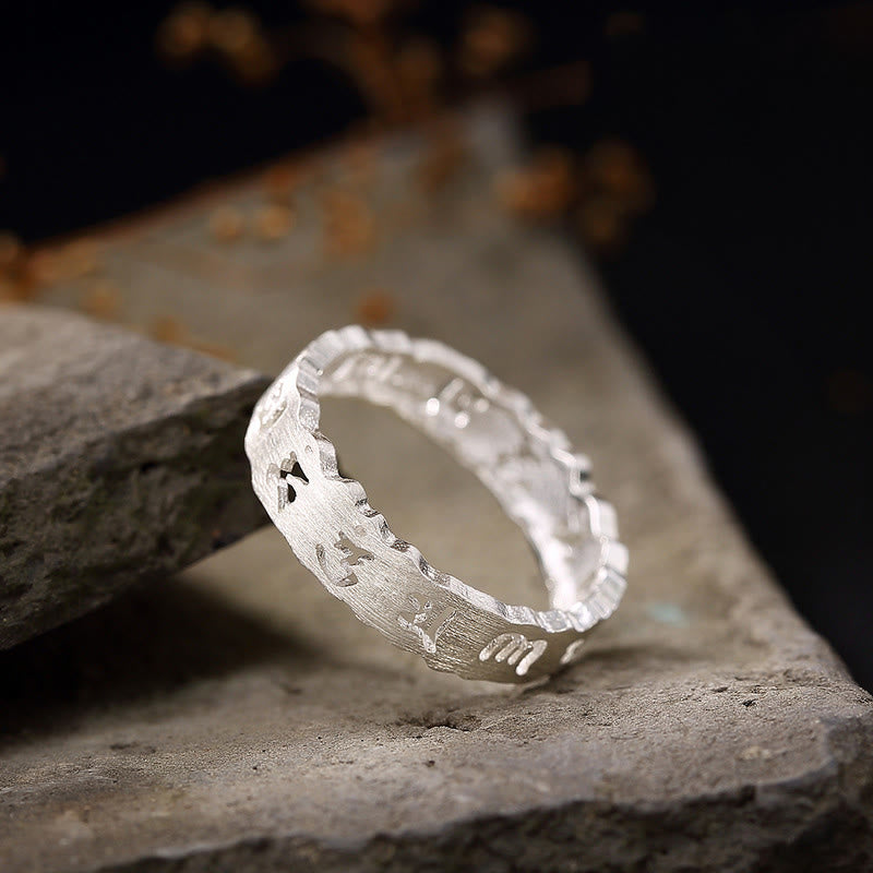 Buddha Stones Tibetan 925 Sterling Silver Om Mani Padme Hum Peace Hollow Ring - image 2