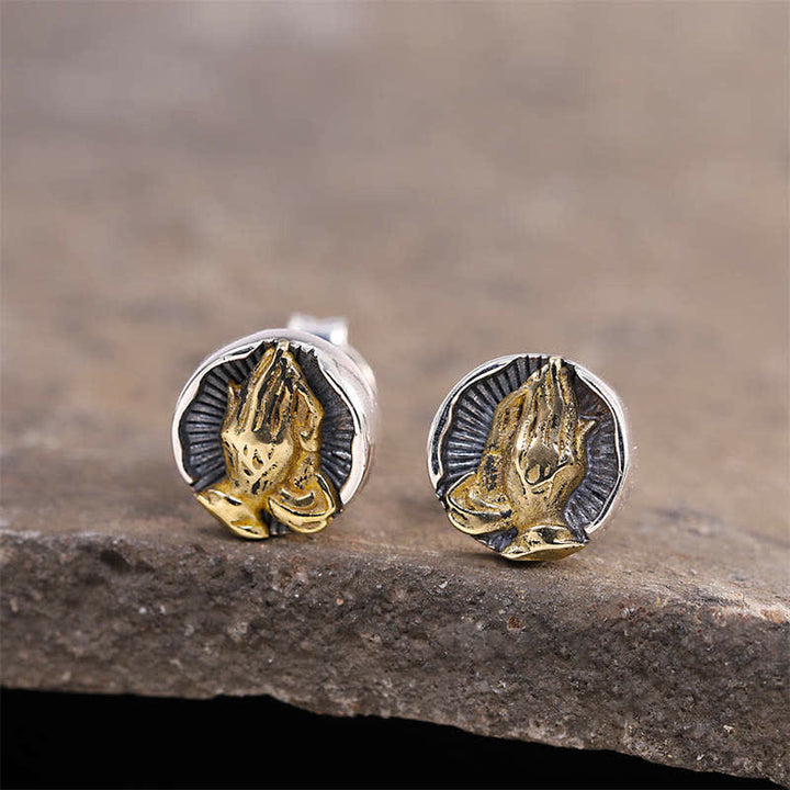 925 Sterling Silver Namaste Equality Stud Earrings - Namaste(Bow with respect&Connection) - image 0