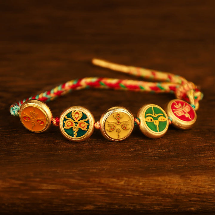 Buddha Stones Tibetan Five God Of Wealth Colorful Rope Braided Luck Bracelet