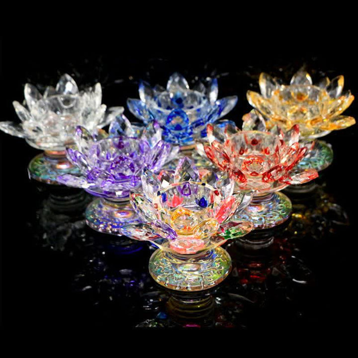 Lotus Flower Crystal Candle Holder Home Office Offering Decoration - image 2