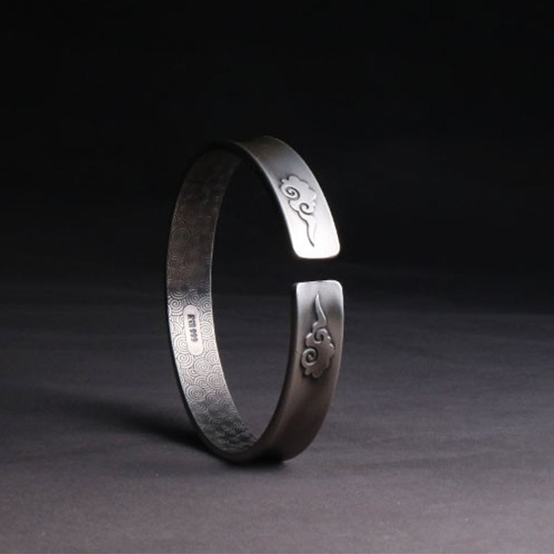 999 Sterling Silver Yin Yang Auspicious Clouds Balance Harmony Bracelet - image 3