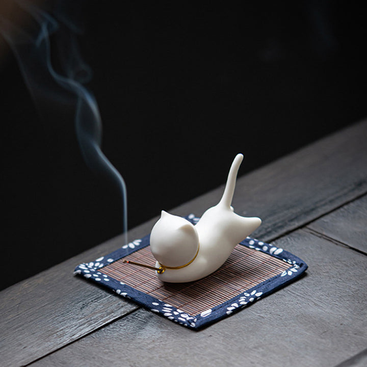 Lovely Cat Panda Ceramic Blessing Incense Burner Decoration - image 7