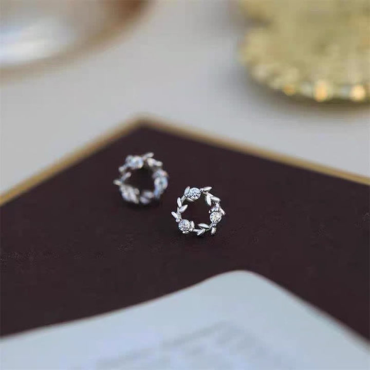 Buddha Stones 925 Sterling Silver Tiny Wreath Stud Blessing Flower Earrings - image 10